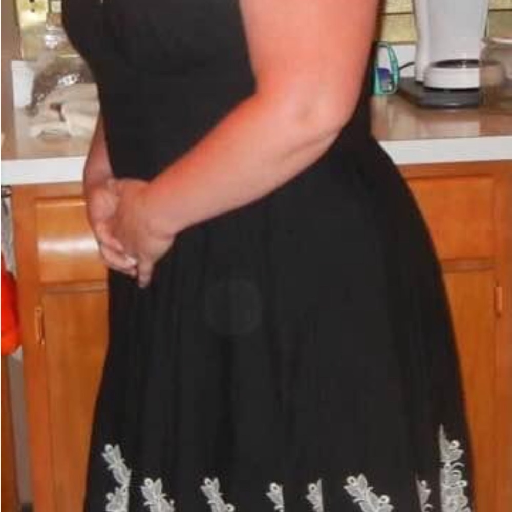 Dress Barn Black Embellished Strapless Fit and Flare Dress